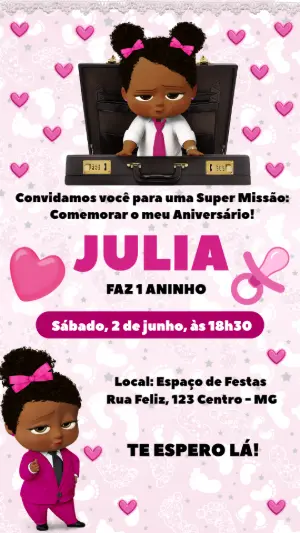 Convite Aniversário Poderosa Chefinha para Editar Online