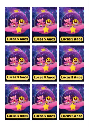 Tag Aniversário Baby Shark Espacial para Editar Online