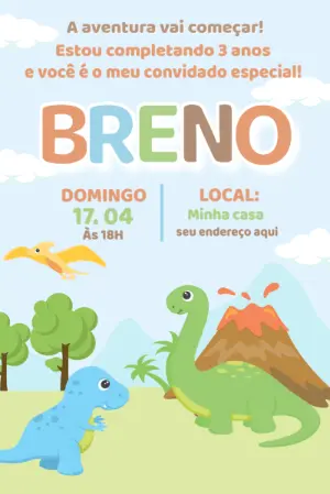 Invitación de cumpleaños Dinosaurio – Estático – Fernando Martins