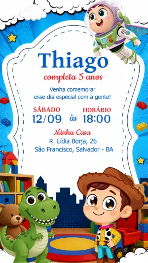 Invitation d'anniversaire Toy Story – Statique – CollorGraph EDITOR
