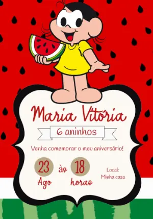 Convite de Aniversário Magali Melancia para Editar Online