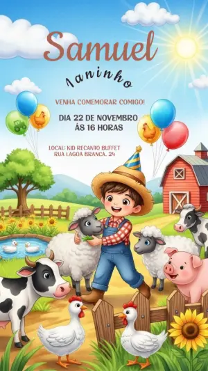 Convite aniversário Fazendinha