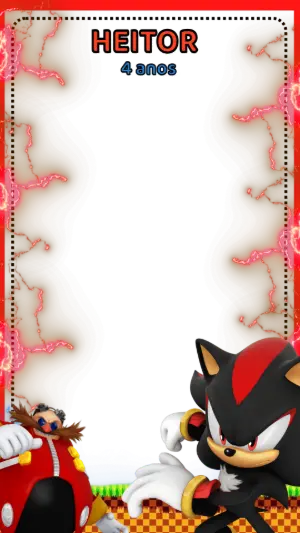 Moldura de Aniversário Sonic Shadow para Stories Editável
