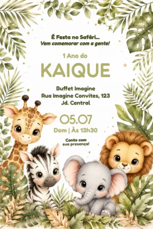 Safari Birthday Invitation – Static – Érika Souza Studio