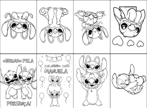 Lembrancinha Stitch e Angel: Mini Livro de Colorir para Editar