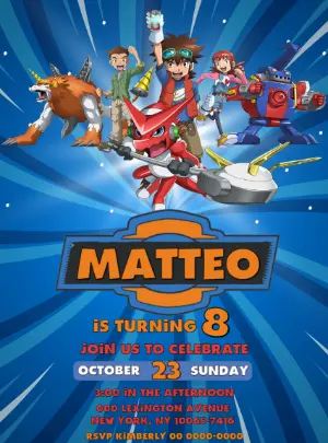 Editable Digimon Birthday Invitation Template for Kids