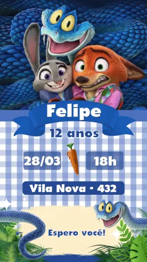 Convite de Aniversário Zootopia Divertido para Editar Online
