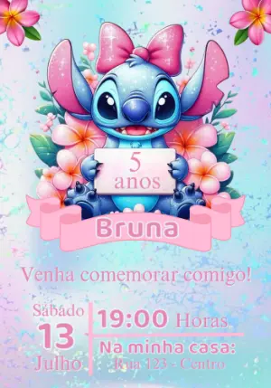 Invitación de cumpleaños Stitch – Estático – Convites e Artes Digitais