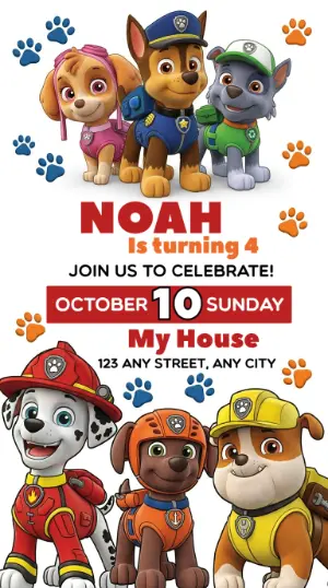 Paw Patrol Birthday Invitation | Editable Digital Template
