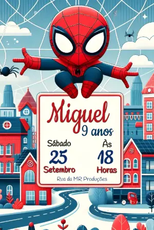 Convite de Aniversário Homem-Aranha Fofo para Editar