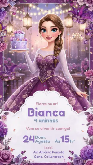 Invitación de cumpleaños Princesas – Estático – CollorGraph EDITOR