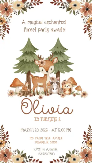 Woodland Animals Birthday Invitation | Editable Template