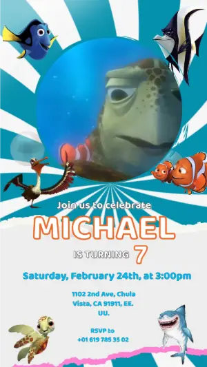 Animated Finding Nemo Birthday Video Invitation to Edit