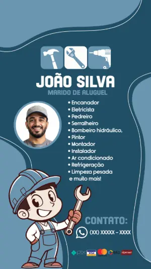 Cartão de Visita Marido de Aluguel Profissional para Editar Online