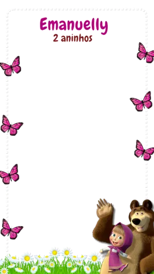 Moldura para Stories Aniversário Masha e o Urso Editável