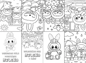 Mini Livro de Colorir Labubu para Editar e Imprimir