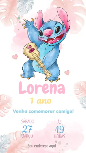 Invitación de cumpleaños Stitch – Estático – MR Produções