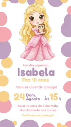 Invitación de cumpleaños Princesas – Estático – CollorGraph EDITOR