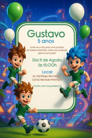 Soccer Birthday Invitation – Static – Convites Digitais Exclusivos
