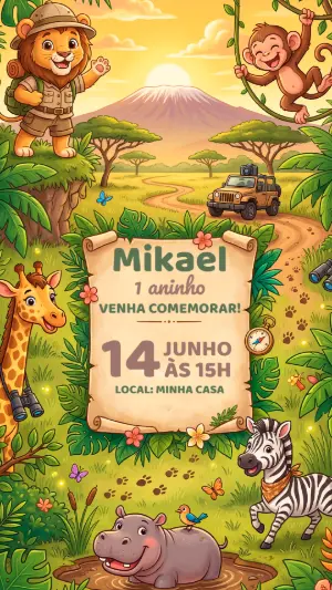 Safari Birthday Invitation – Static – Alegria no ar
