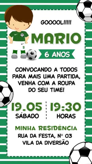 Soccer Birthday Invitation – Static – Convide aê!