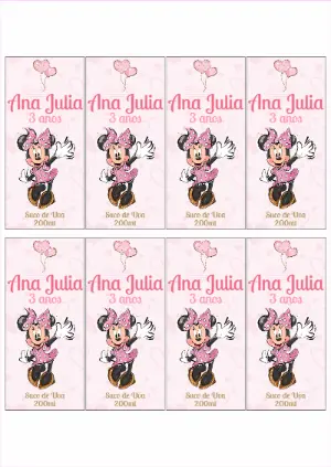 Rótulo de Suco Minnie Mouse Rosa para Editar Online