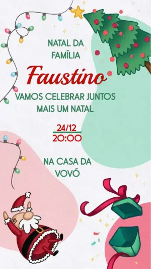 Convite de Natal em Família Ilustrado para Editar Online