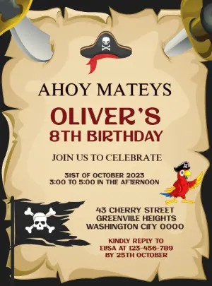 Pirate Birthday Invitation Template to Edit Online