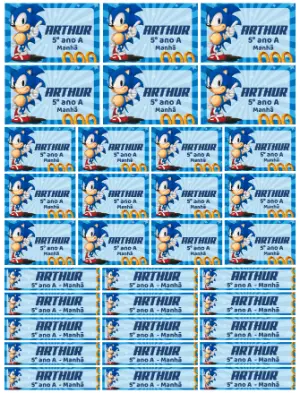 Kit Etiquetas Escolares Sonic Editável para Material Escolar