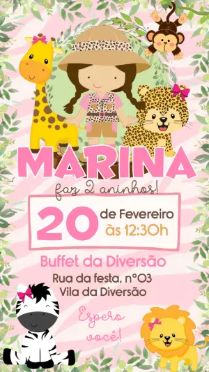 Safari Birthday Invitation – Static – Convide aê!