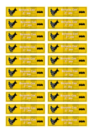 Etiqueta Escolar Batman Editável para Material Escolar