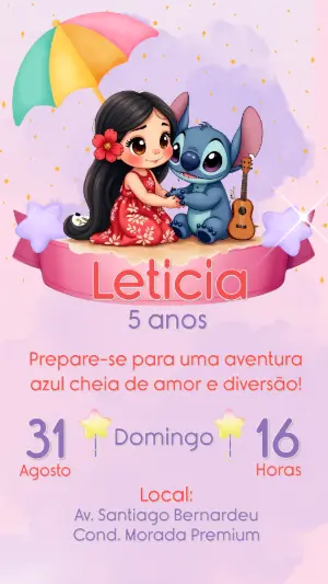 Invitación de cumpleaños Stitch – Estático – CollorGraph Convites
