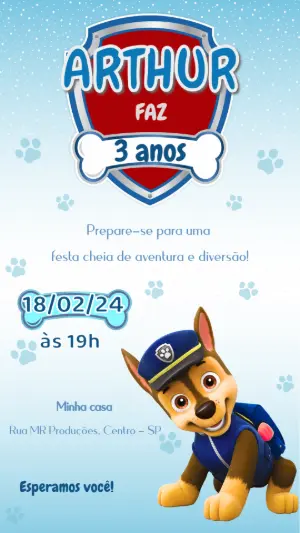 Invito di compleanno Paw Patrol – Statico – MR Produções