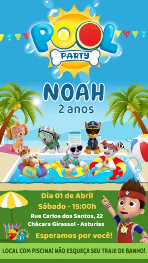 Invito di compleanno Paw Patrol – Statico – Bruna Henrique Mídiarte