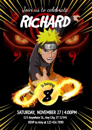 Naruto Themed Birthday Invitation | Editable Digital Template
