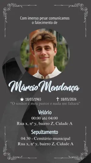 Comunicado de Falecimento Sóbrio e Elegante para Editar