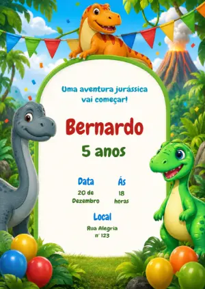 Invitación de cumpleaños Dinosaurio – Estático – KC Design