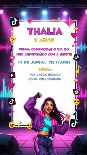 Convite de Aniversário TikTok com Dança Editável Online