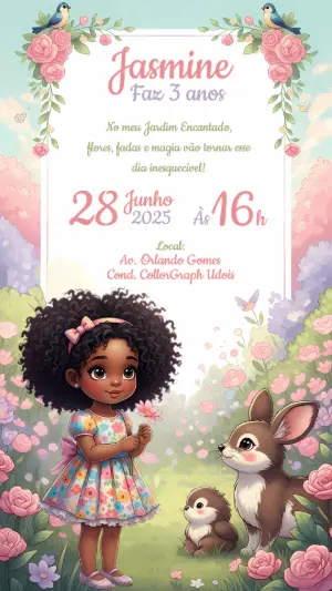 Invitación de cumpleaños Jardín encantado – Estático – CollorGraph Convites