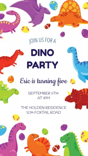 Cute Dinosaur Birthday Invitation to Edit Online