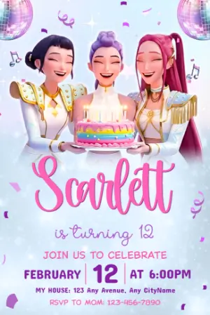 Invitation d'anniversaire KPop Demon Hunters – Statique – Jotta Arts