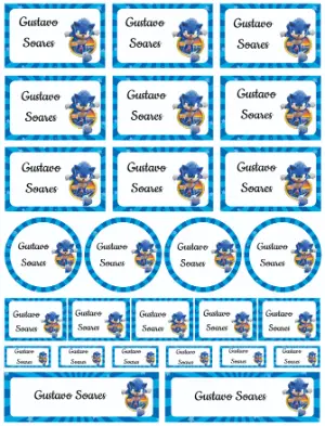 Etiquetas Escolares do Sonic: Modelo Digital para Editar