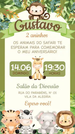 Safari Birthday Invitation – Static – Festôu Convites