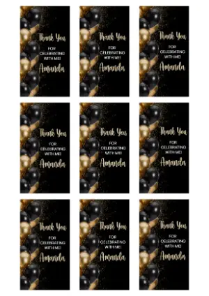 Elegant Black and Gold Thank You Tag Editable Template