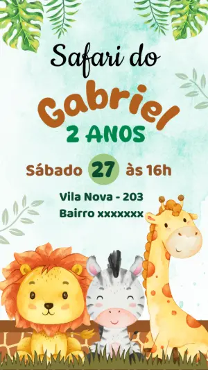 Safari Birthday Invitation – Static – Color Art Studio