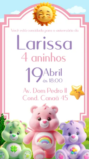 Convite de Aniversário Ursinhos Carinhosos para Editar Online