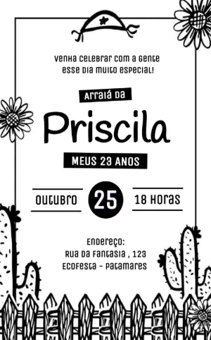 Convite Digital Aniversário Arraiá Cordel Editável