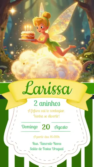 Convite Digital Infantil da Fada Sininho Editável