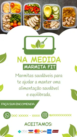 Flyer Editável de Marmita Fit para Divulgar seu Negócio