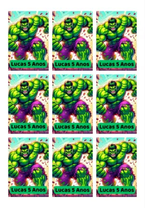 Tag de Aniversário Hulk para Editar e Imprimir